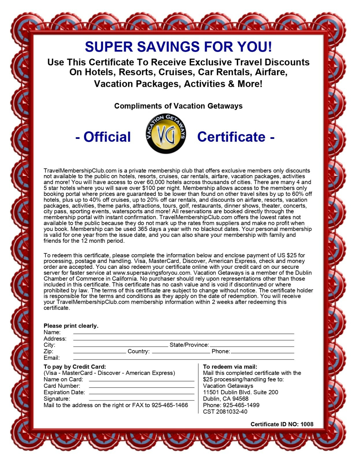 Profitable Home Business Opportunity Selling Vacation & Restaurant Certificates