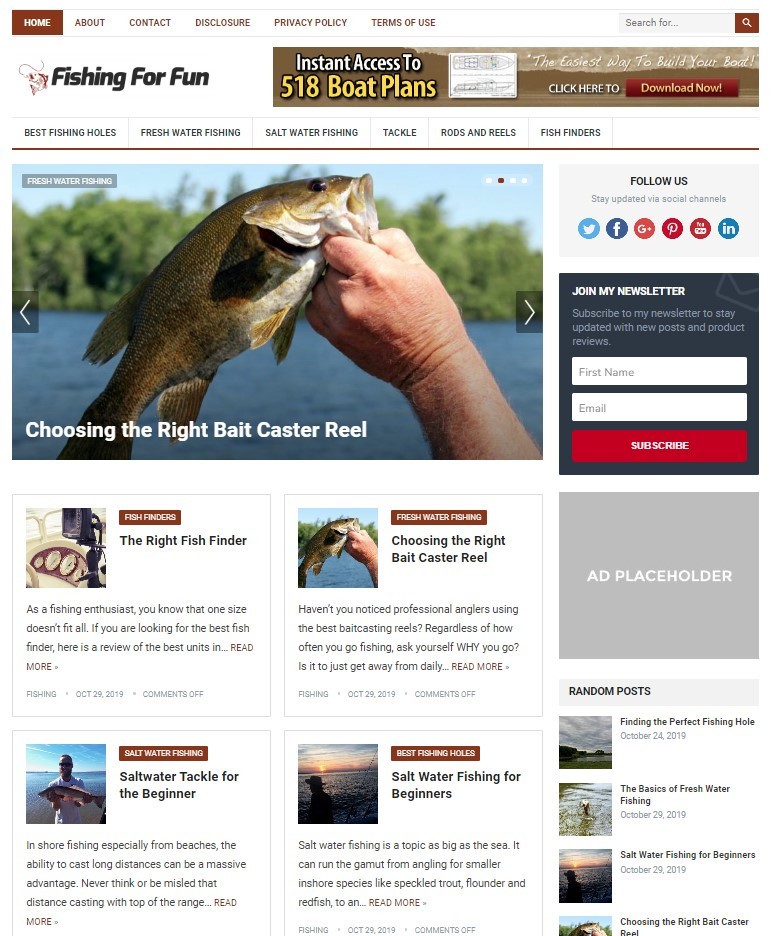 DFY FISHING WORDPRESS THEME+FREE SETUP PRE-DESIGNED BANNERS AND ADS