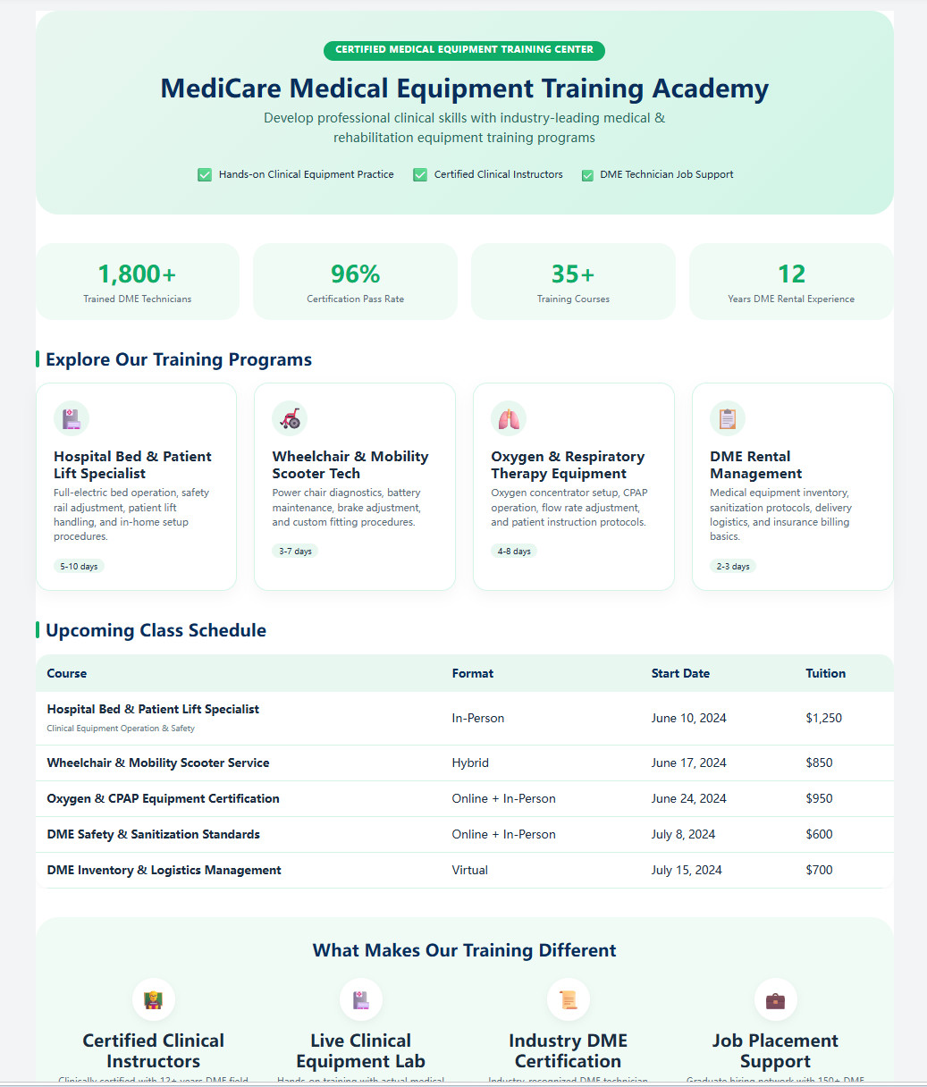 Med Equipment Rental Website Free hosting / Free Installation Setup