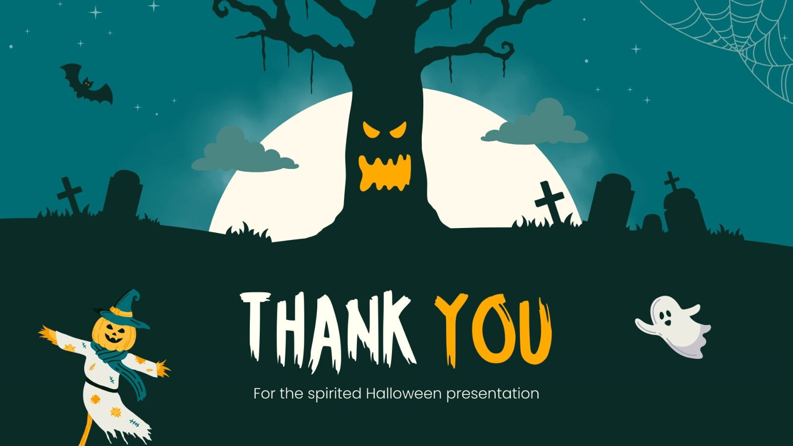 Website Landing Pages- Green and Orange Illustrated Halloween Party Presentation
