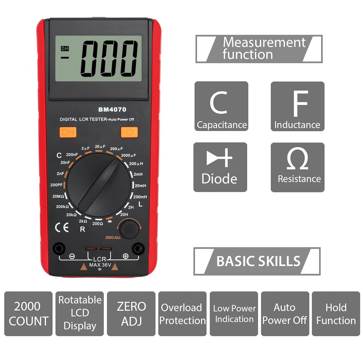 Medidor LCR Con Pantalla LCD Probador De Capacitancia Inductancia Y Resistencia