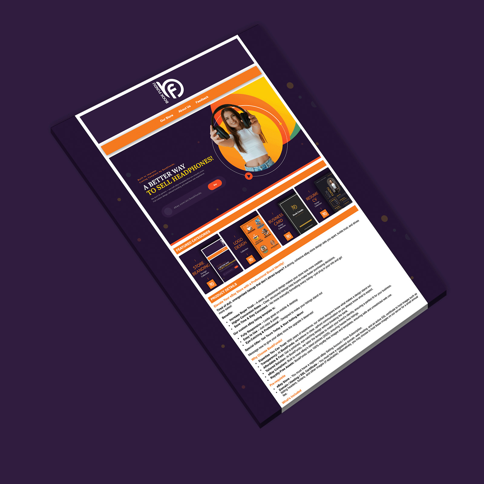 Audio & Headphone eBay Storefront Design + Responsive Auction Listing Template