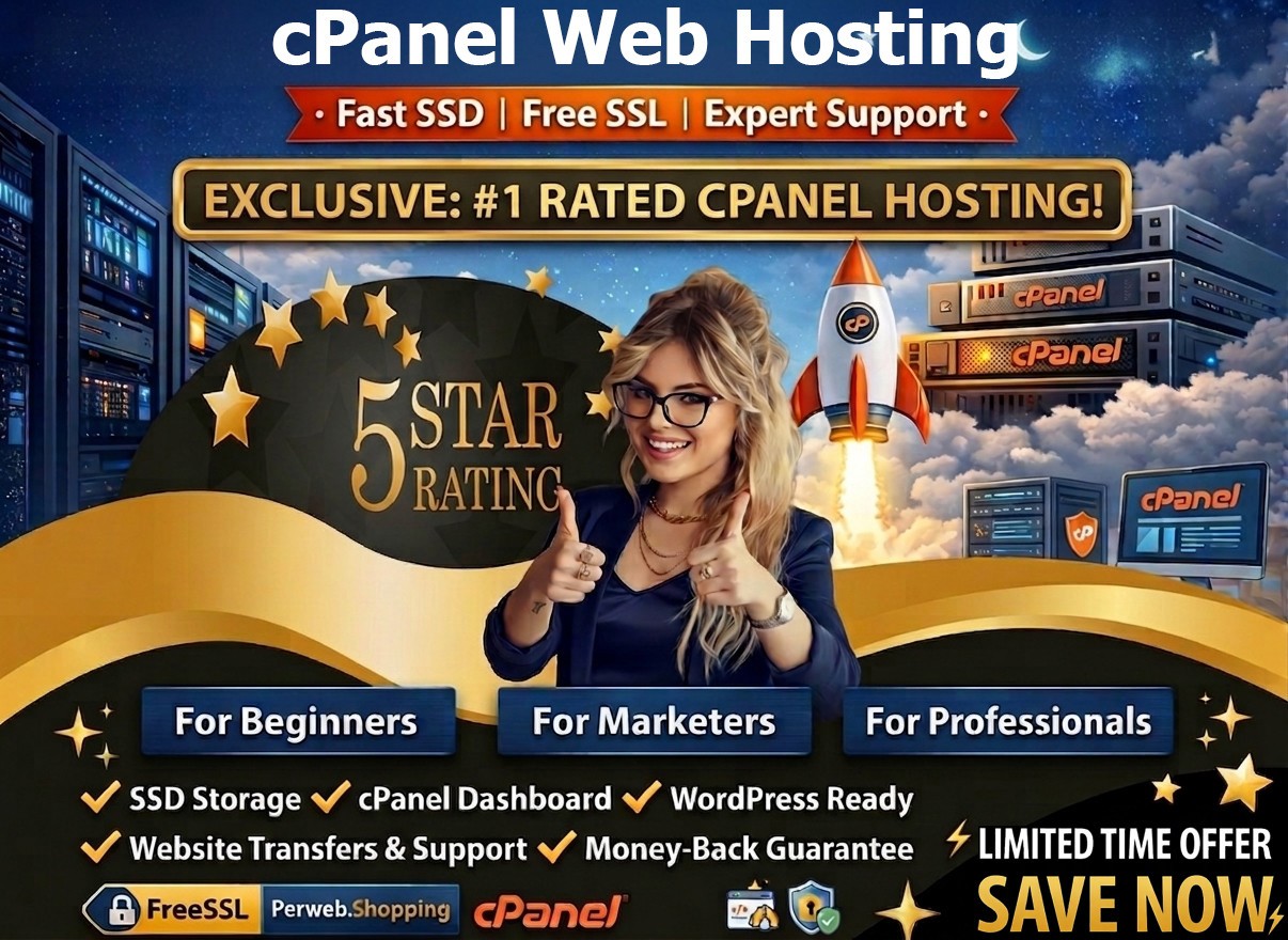 cPanel Web Hosting – ⚙️ Unlimited Fast SSD, Free SSL & Sites | $14.99/Year Offer