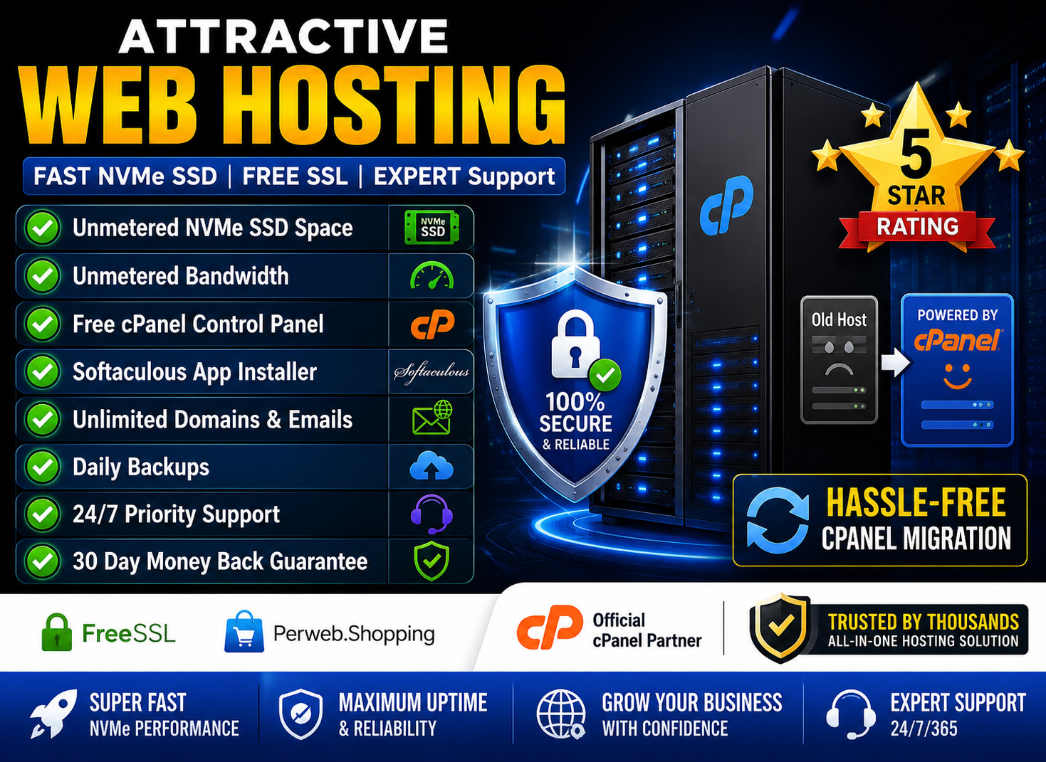 Attractive Web Hosting – 💫 Unlimited SSD | Host Unlimited Sites | $14.99/Year!