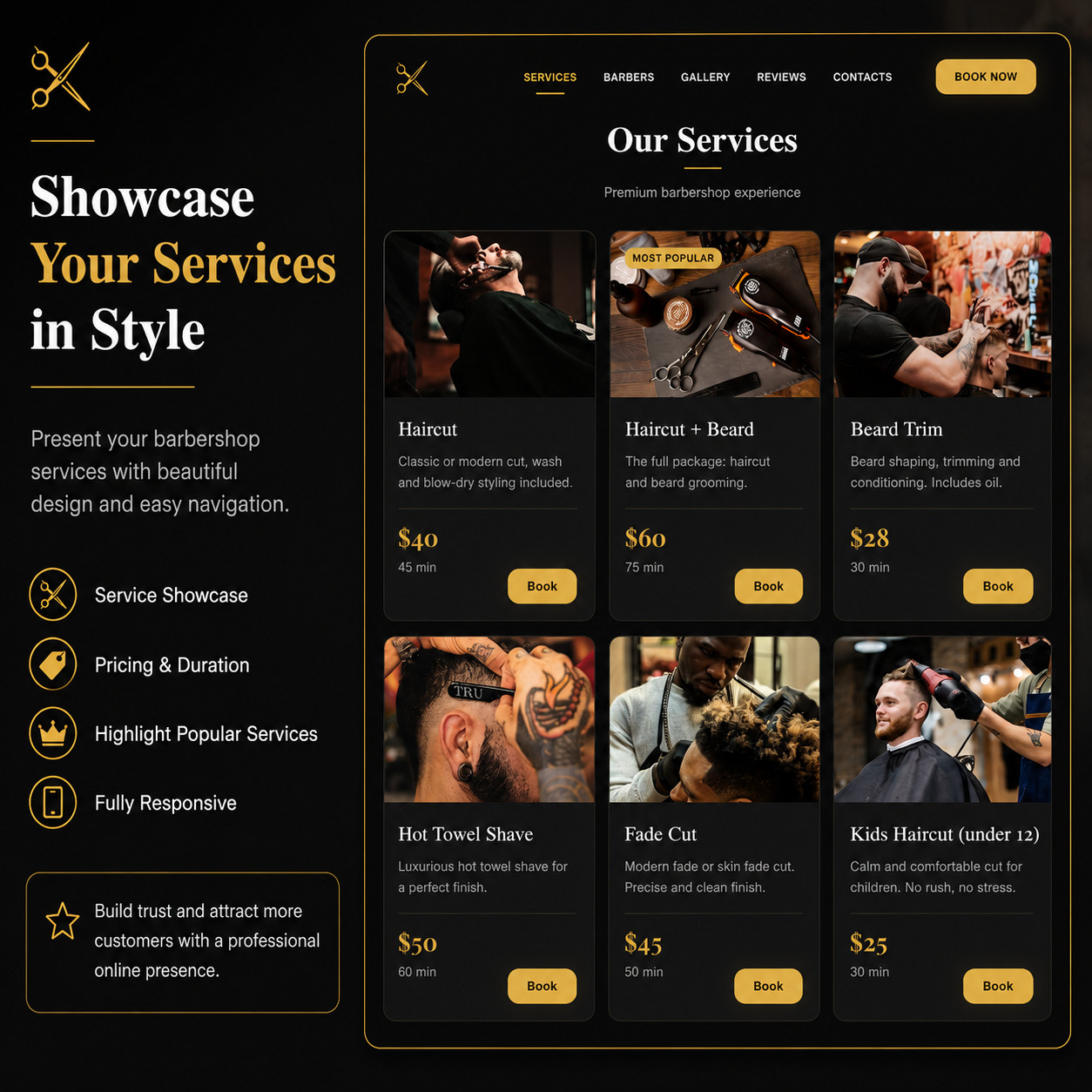 Automated Barbershop Booking System — Ready-to-Launch Website with Admin Dashboa