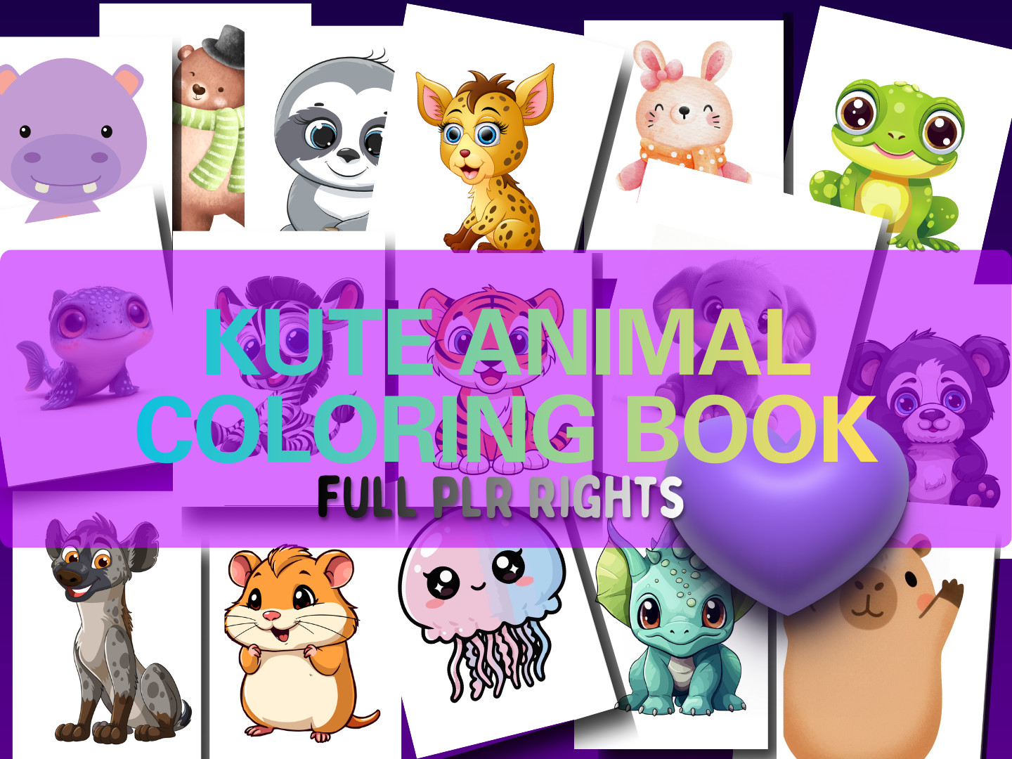 1,000+ Kute Animal Coloring Pages Bundle | 11 Books Mega Pack | MRR PLR Resell