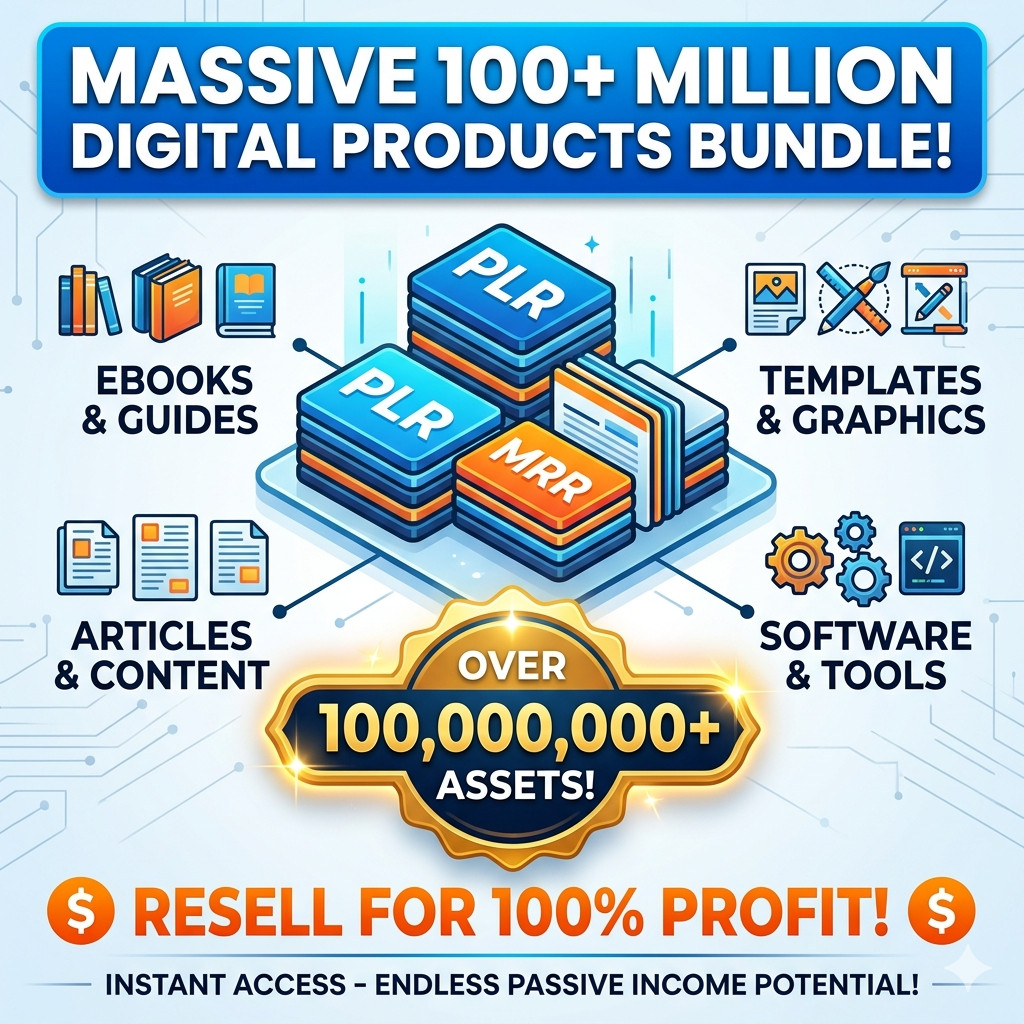 100+ MILLION PLR MRR Digital Products Bundle – Resell for 100% Profit! Passive