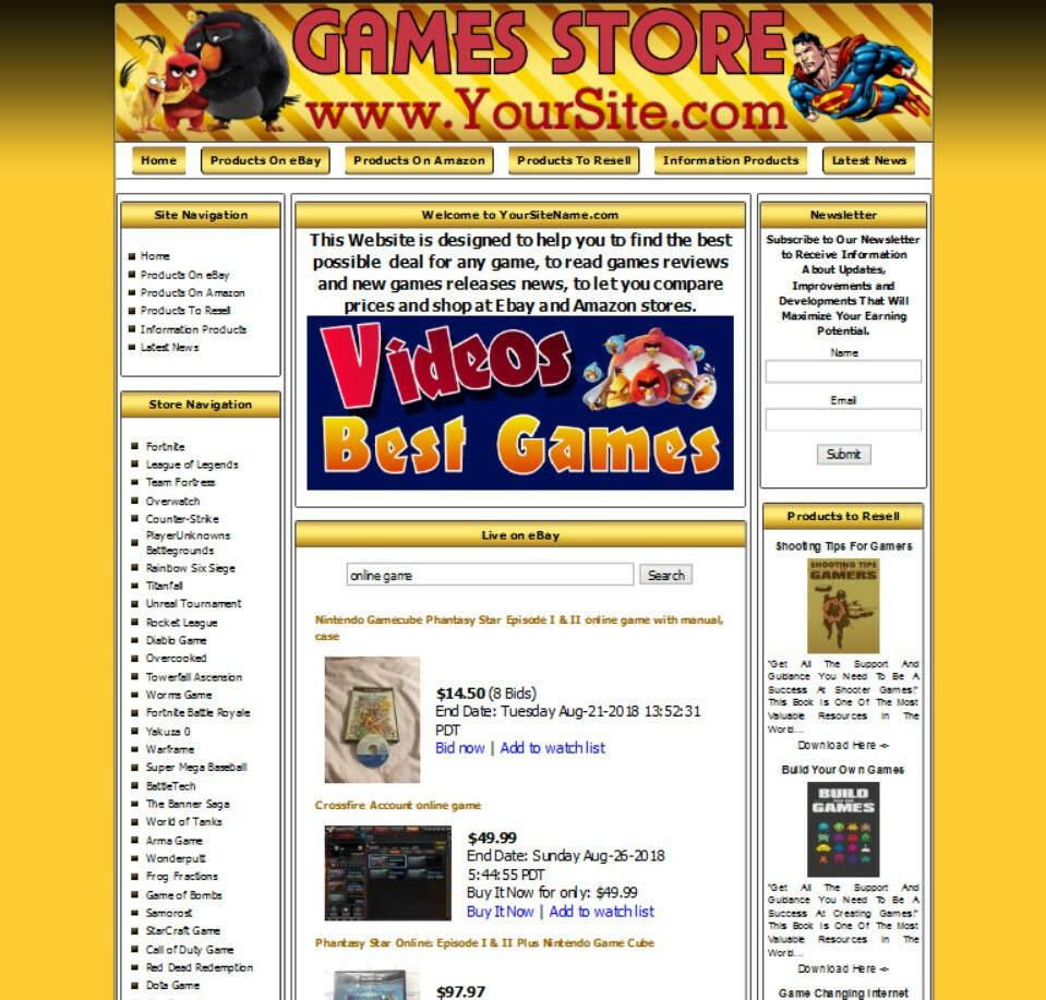 Online Video Games Store – Custom Designed Website Business For Sale