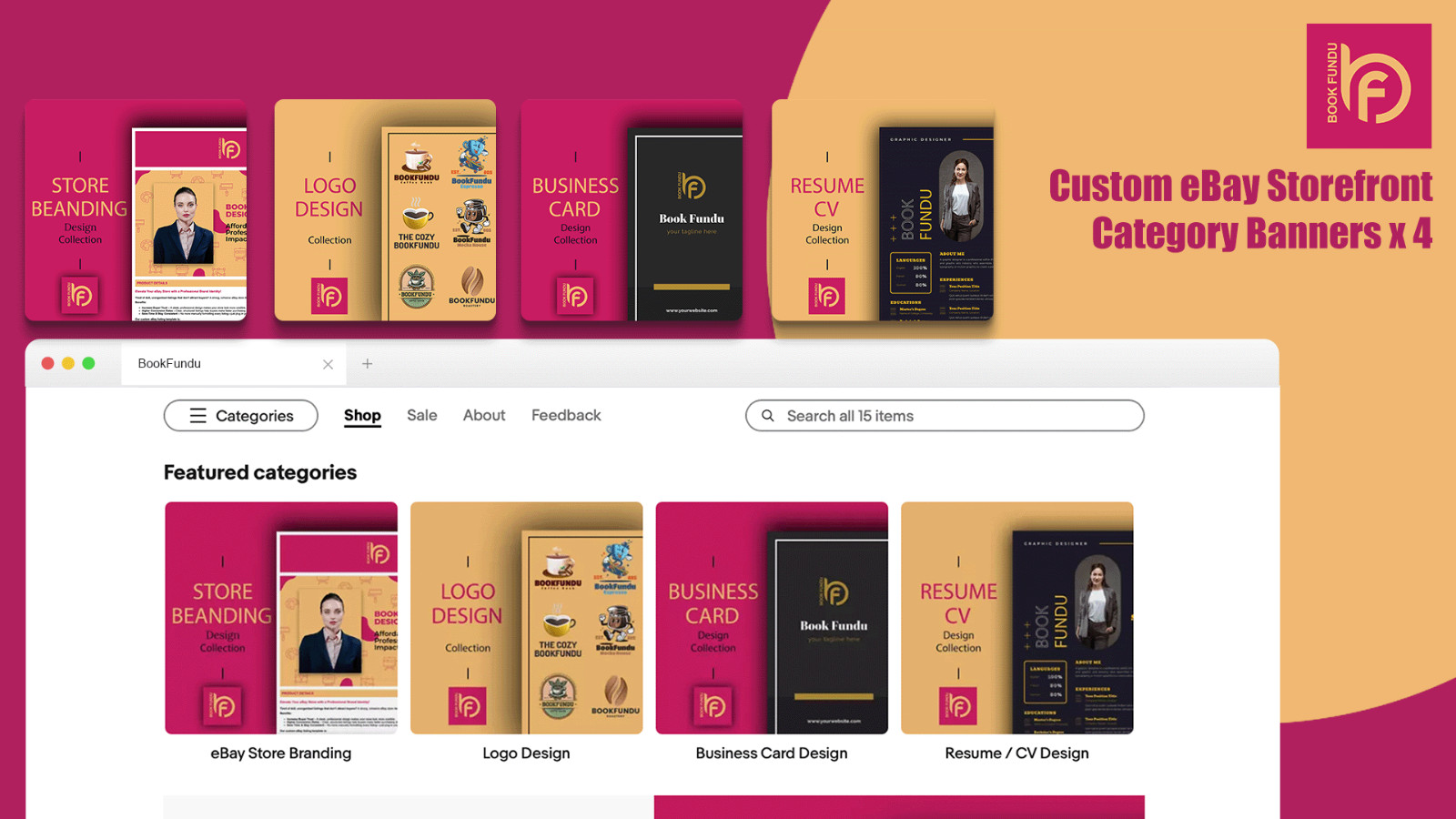 Custom eBay Store Makeover | Listing Template, Logo, BillBoard, Category Banner
