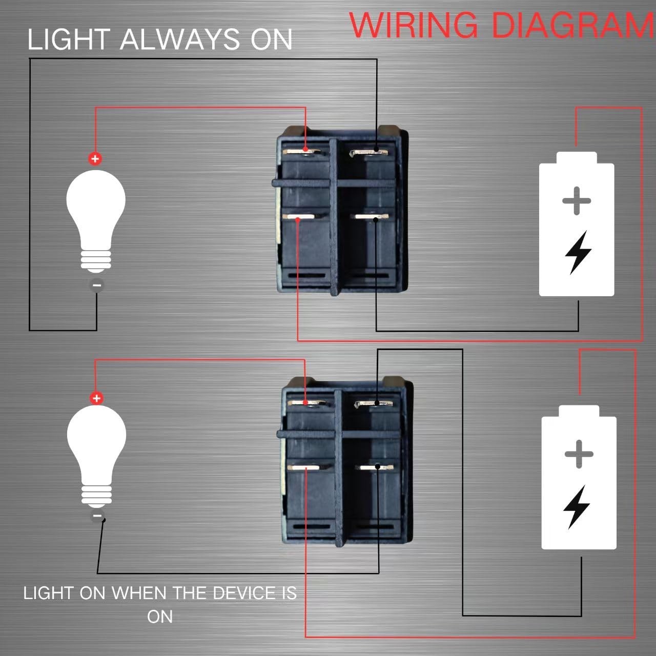 «2 Pack 30A 250V Rocker Switch, Red LED, DPST 4 Pin, Heavy Duty, 120V Toggle «