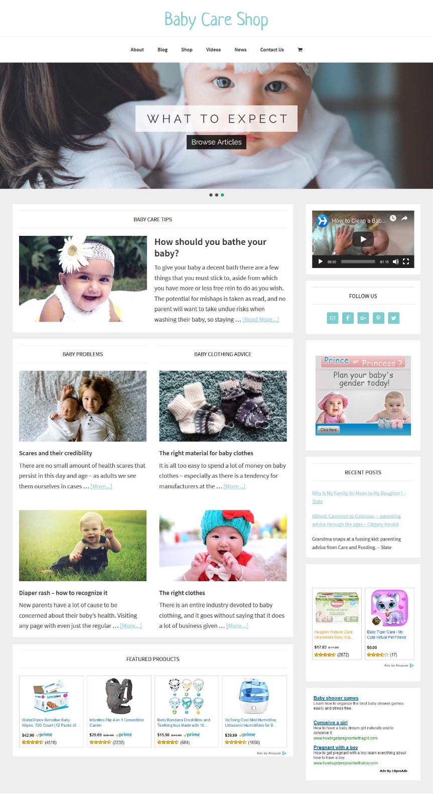 [NEW DESIGN] * BABY CARE STORE * blog website business for sale AUTO CONTENT