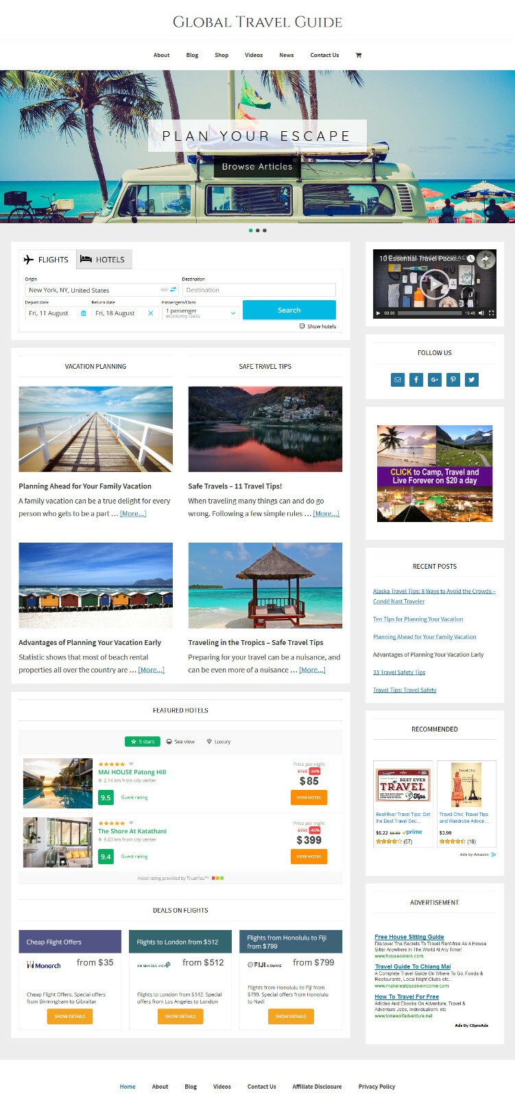[NEW DESIGN] * TRAVEL VACATION * store website business for sale AUTO CONTENT!