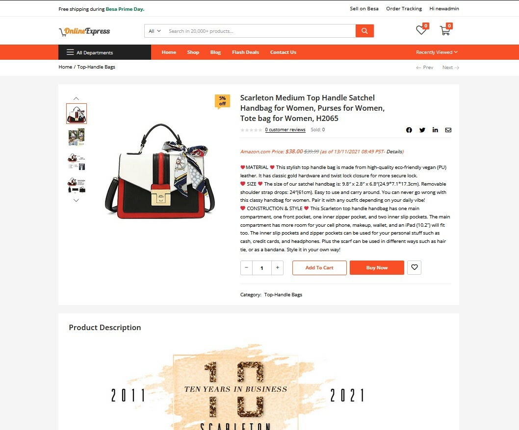 Women’s Bags Store, Amazon / eBay Affiliate / Drop Ship Website + Free Hosting