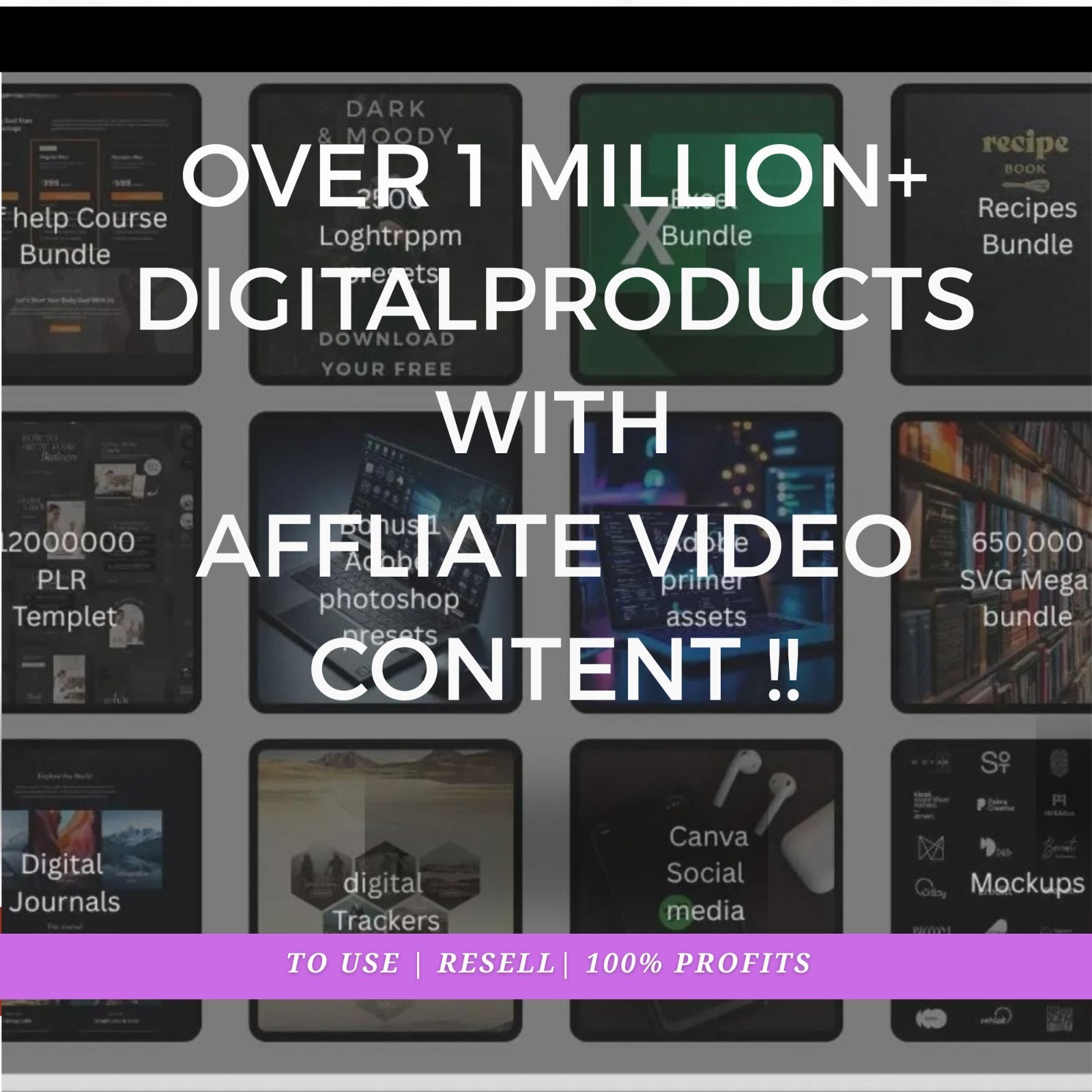 OVER 1 MILLION+ DIGITAL PRODUCTS WITH AFFLIATE VIDEO CONTENT