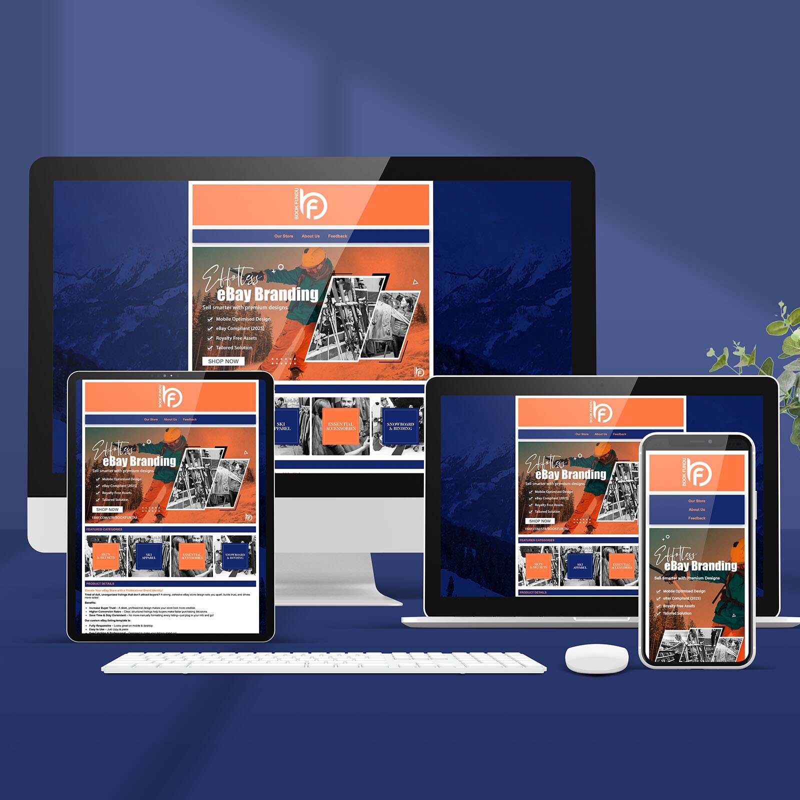 Custom eBay Listing Auction Template for Ski & Snowboard Equipment Shop – 2025