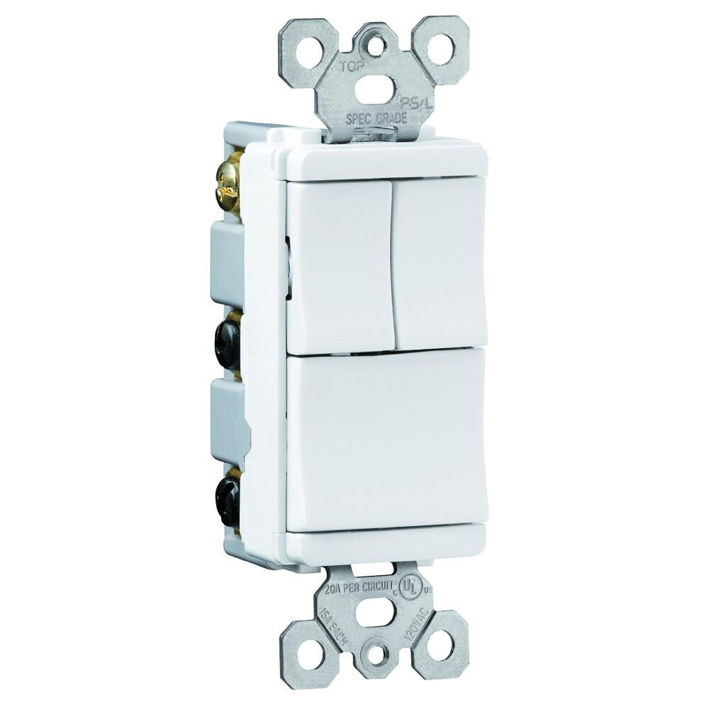 Pass & Seymour 120/277-Volt 15-Amp (3) 1Pole Decorator Combination Switch White