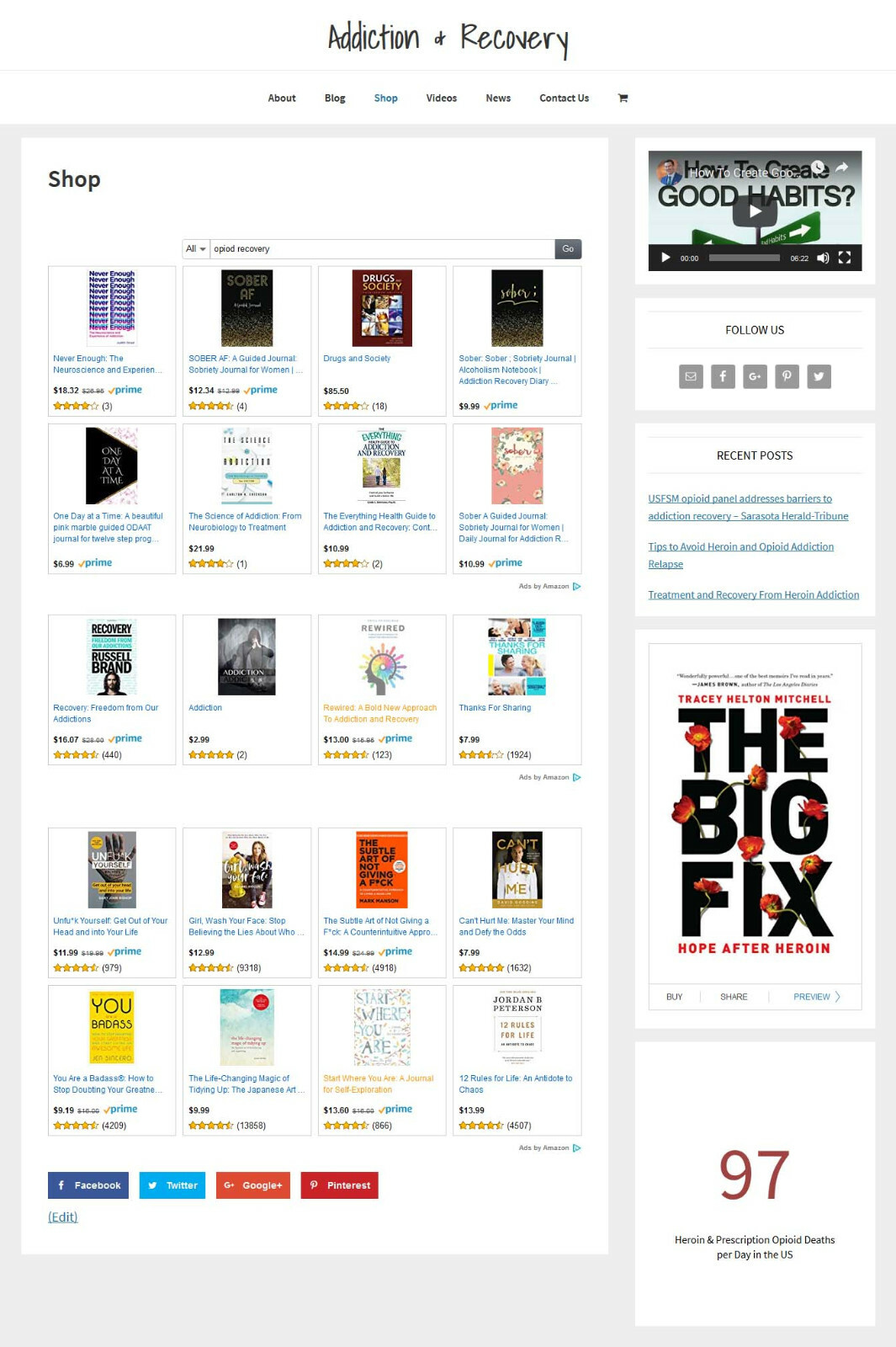 * RECOVERY & ADDICTION * store blog website business for sale with AUTO CONTENT