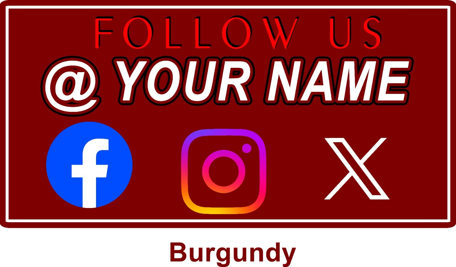 Car and Truck Door Magnets Signs Social Media @Your Company Many Colors 12″x24″