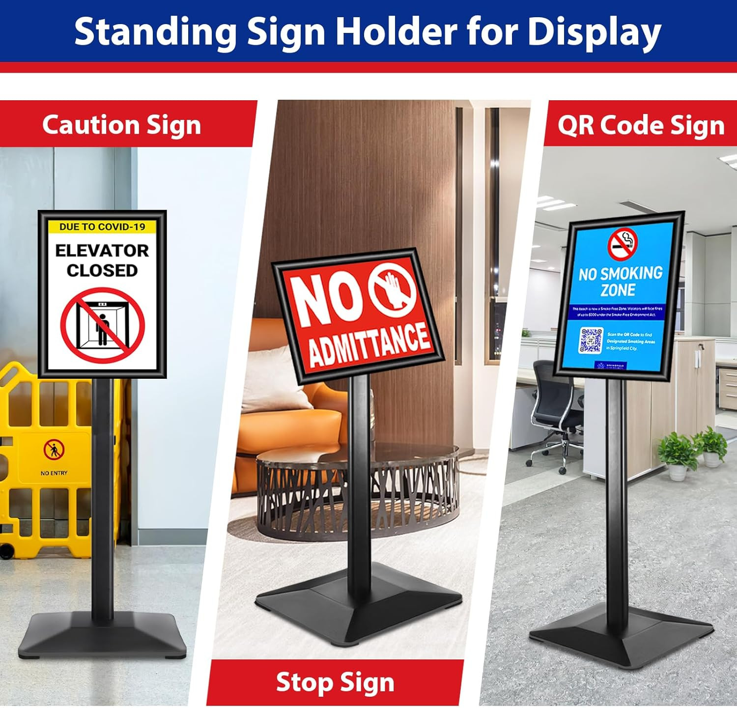 Business & Store Sign Holders 8.5X11Inch 3Pack Adjustable Floor Standing Sign Ho