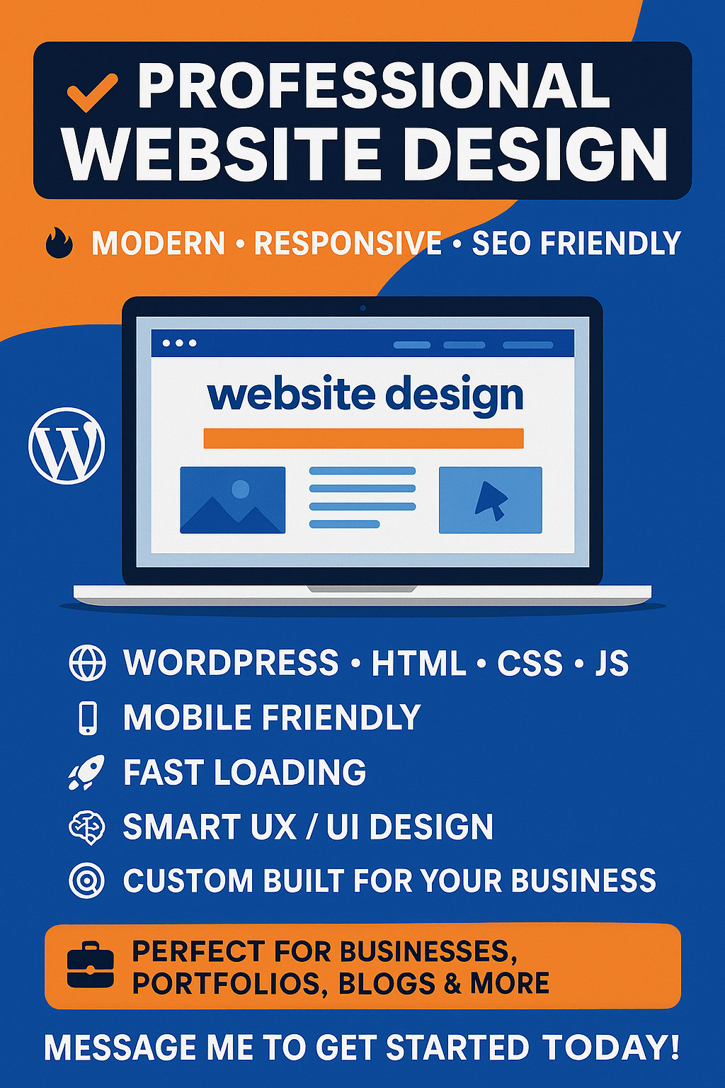 WordPress Website Design + Domain + Hosting + Seo Combo Deal 24/h Support!