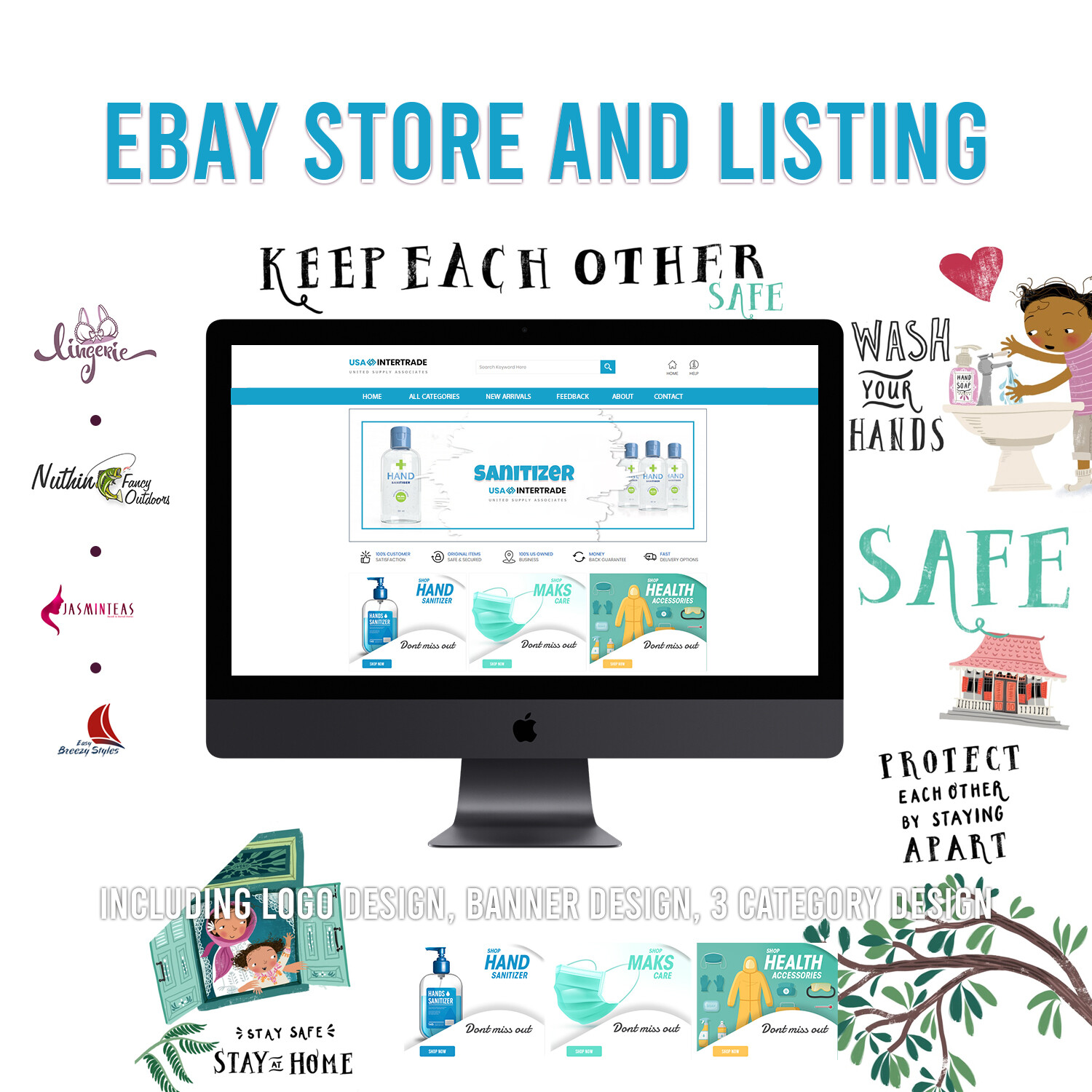 Ebay Listing Template Store Responsive Auction Compliant 2021 Design Html & LOGO
