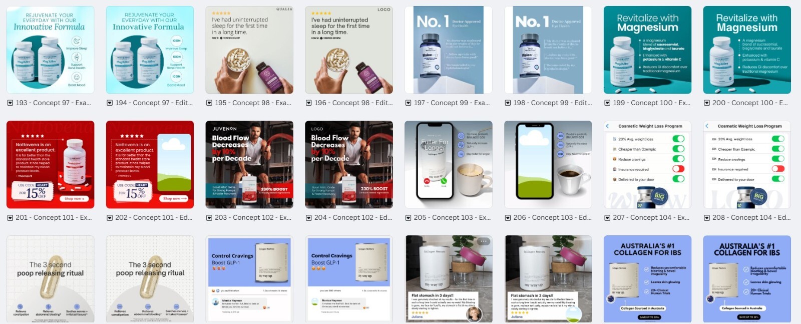 150-Supplements/Health & Wellness Eemplates | Ready-to-Use Digital Designs