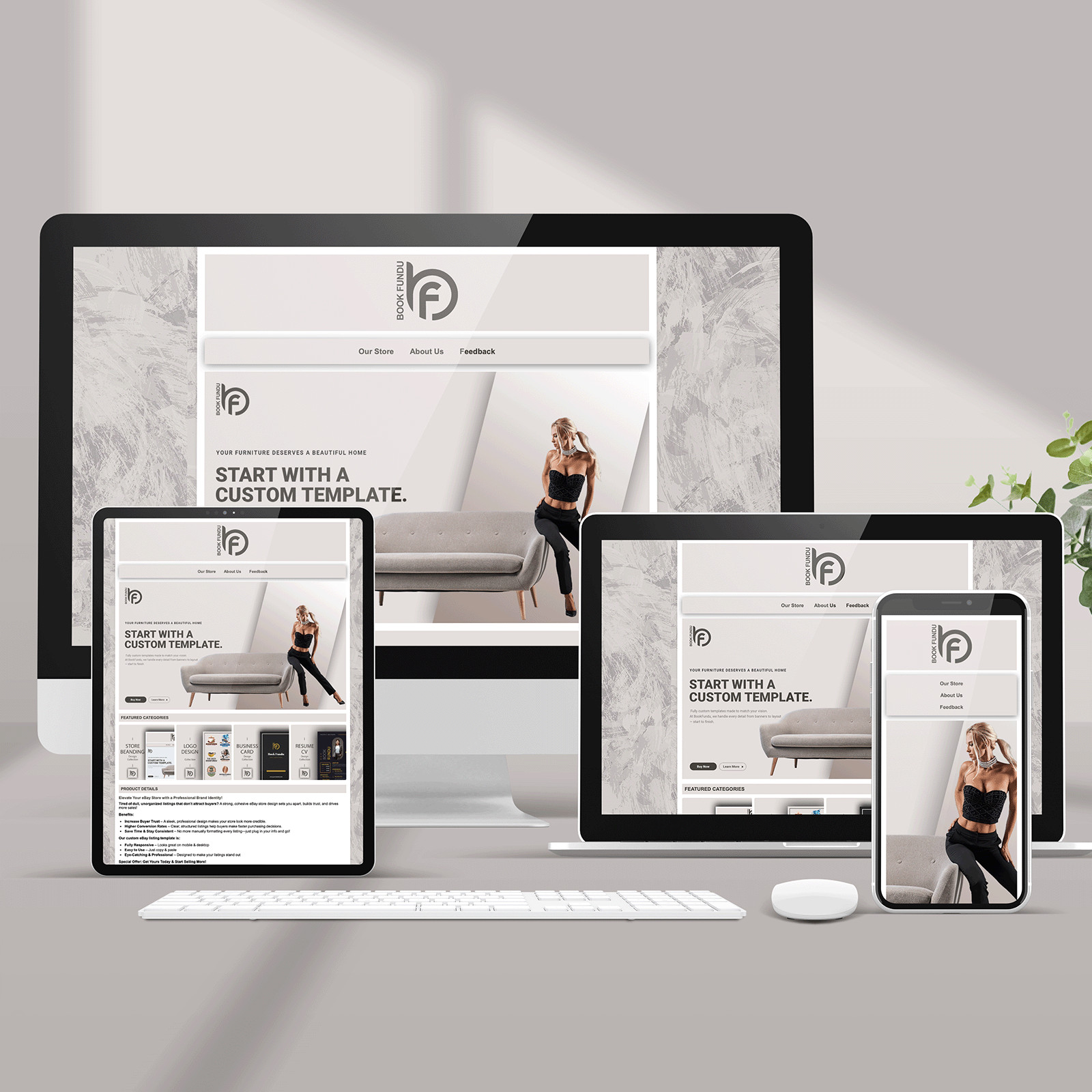 Minimal eBay Store Design & Listing Auction Template – Mobile & Tablet Optimized