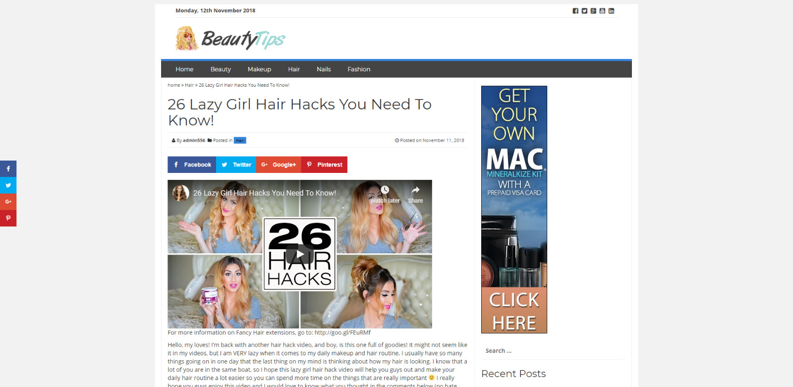 Fully Automated Beauty Tips Videos Website