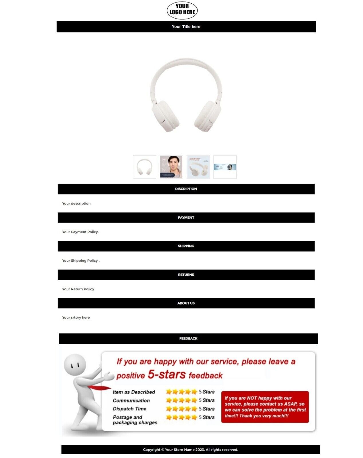 eBay Template 2023 SEO Optimized Mobile Responsive Template Auction Design