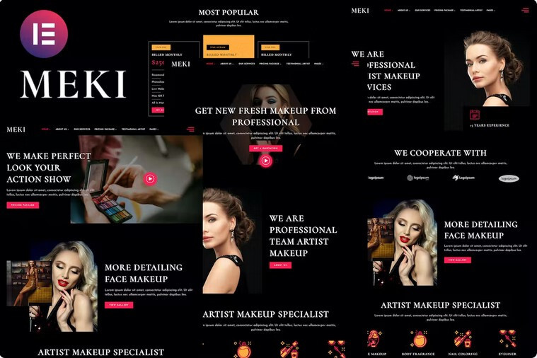 Artist Makeup Business Services Elementor Template Kit GPL Lifetime Updates