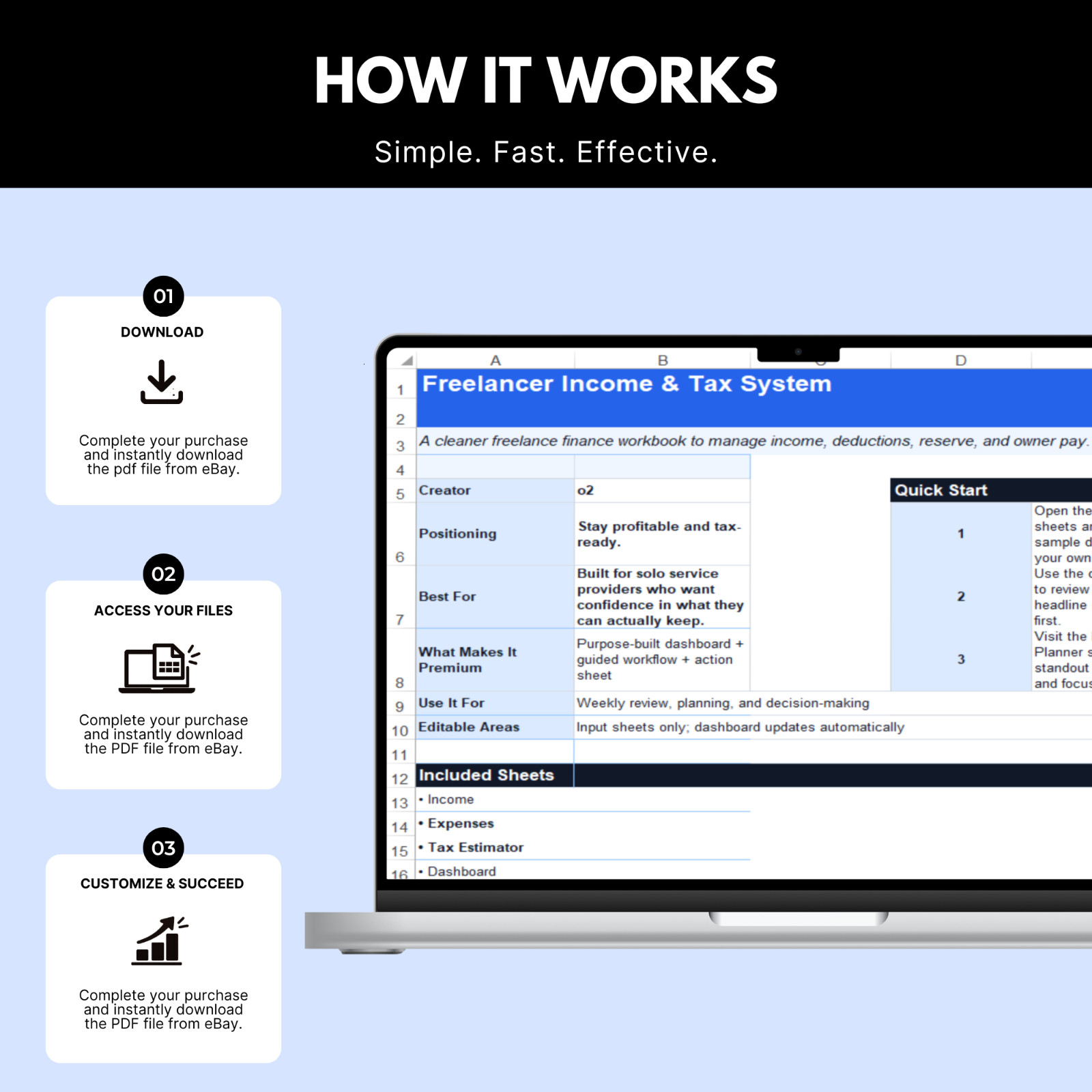 Freelancer Spreadsheet | Income Tracker, Expense Tracker, Tax Estimator