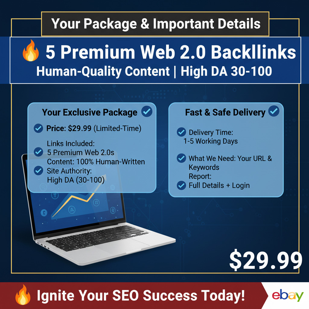 🔥 5 Premium Web 2.0 Backlinks | High DA 30-100 | Human-Quality Content SEO