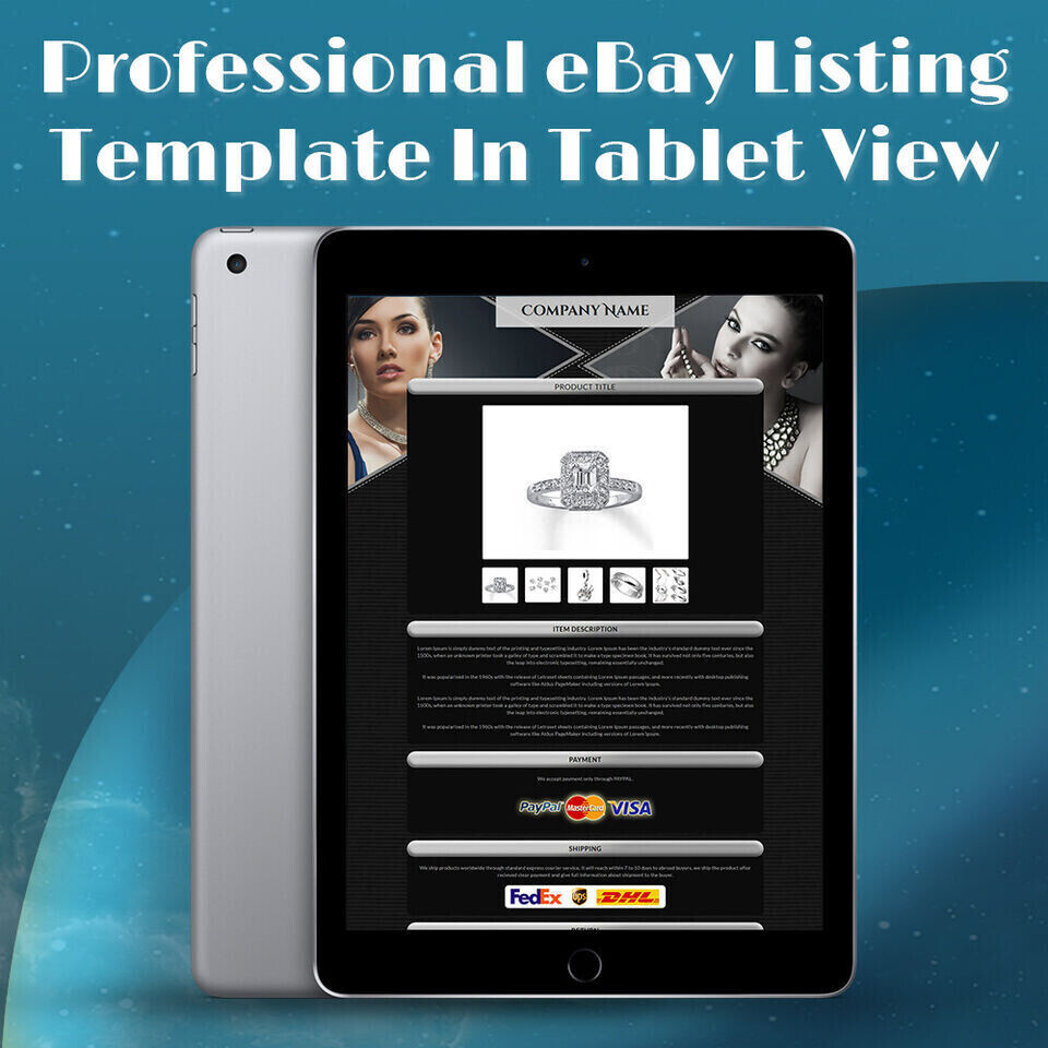 eBay Templates, eBay Auction Mobile Responsive html Templates 2019 for Jewelry