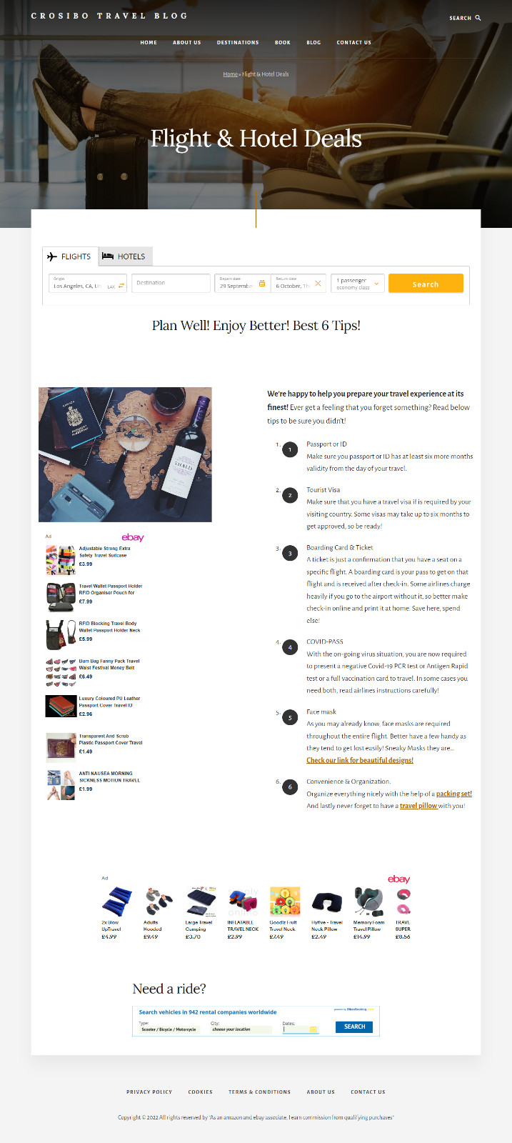 Special offer!-Ready Travel Website – Affiliate System- Ebay Partner & Affiliate