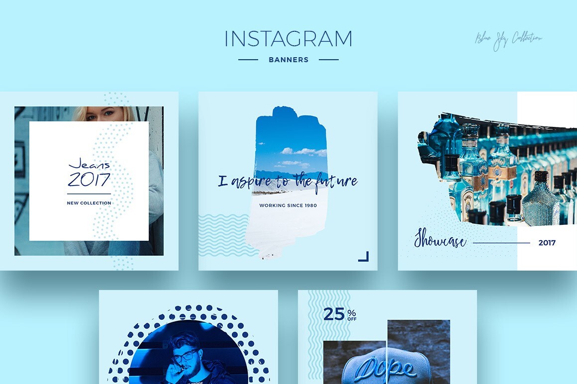 3 in 1 Social Media Kit Facebook Instagram Fully Editable PSD 3 Color Schemes