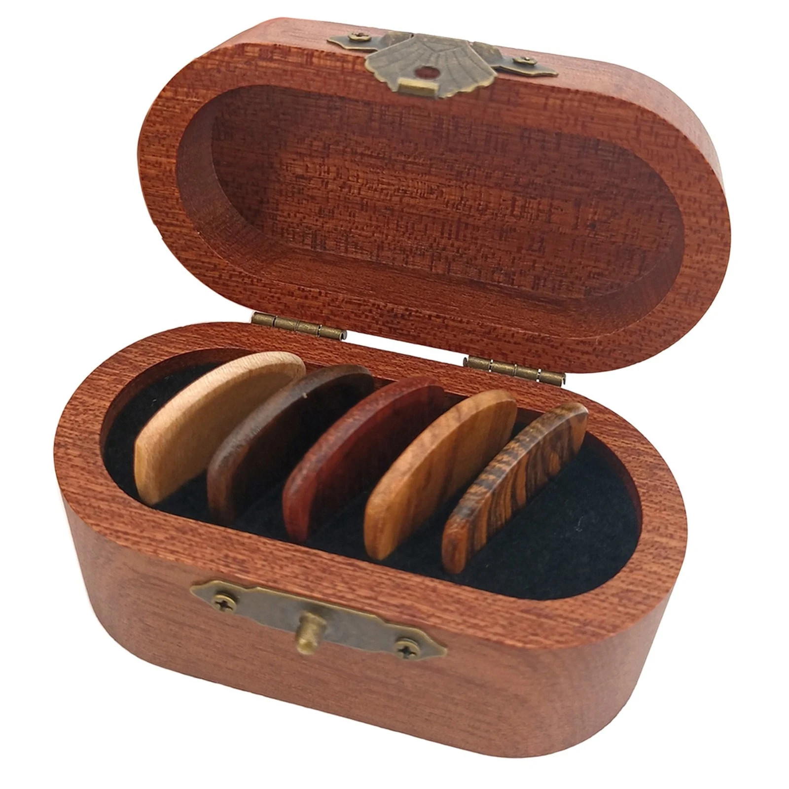 Lukmaa Black Walnut Guitar Pick Holder 1 Wood 6 Celluloid Picks