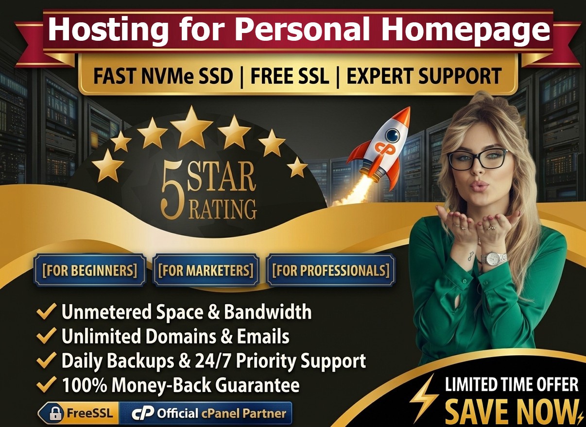 Hosting for Personal Homepage – 🌐Unlimited SSD + SSL + Emails | Only $14.99/Yr