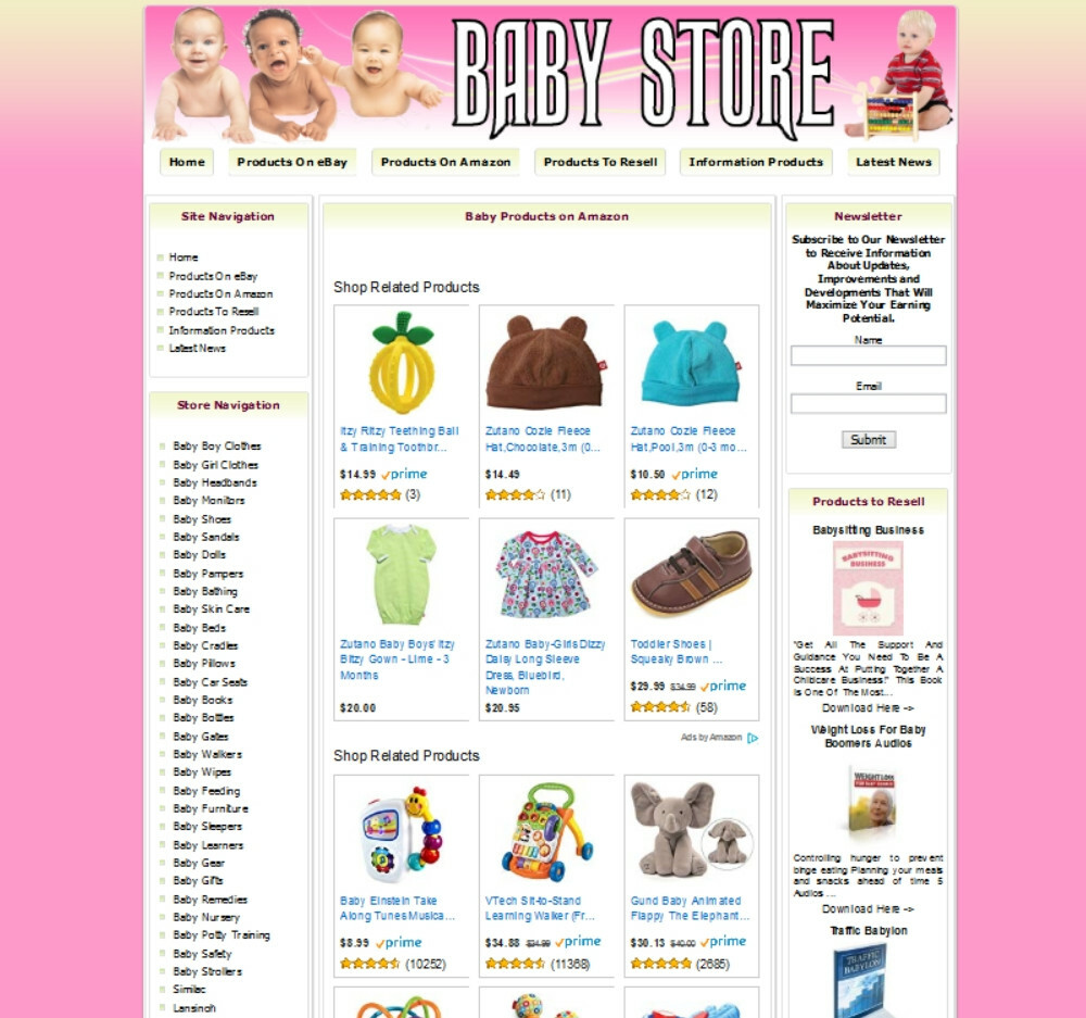 New Baby Store Shop Online Business Website For Sale. Amazon+Google Adsense