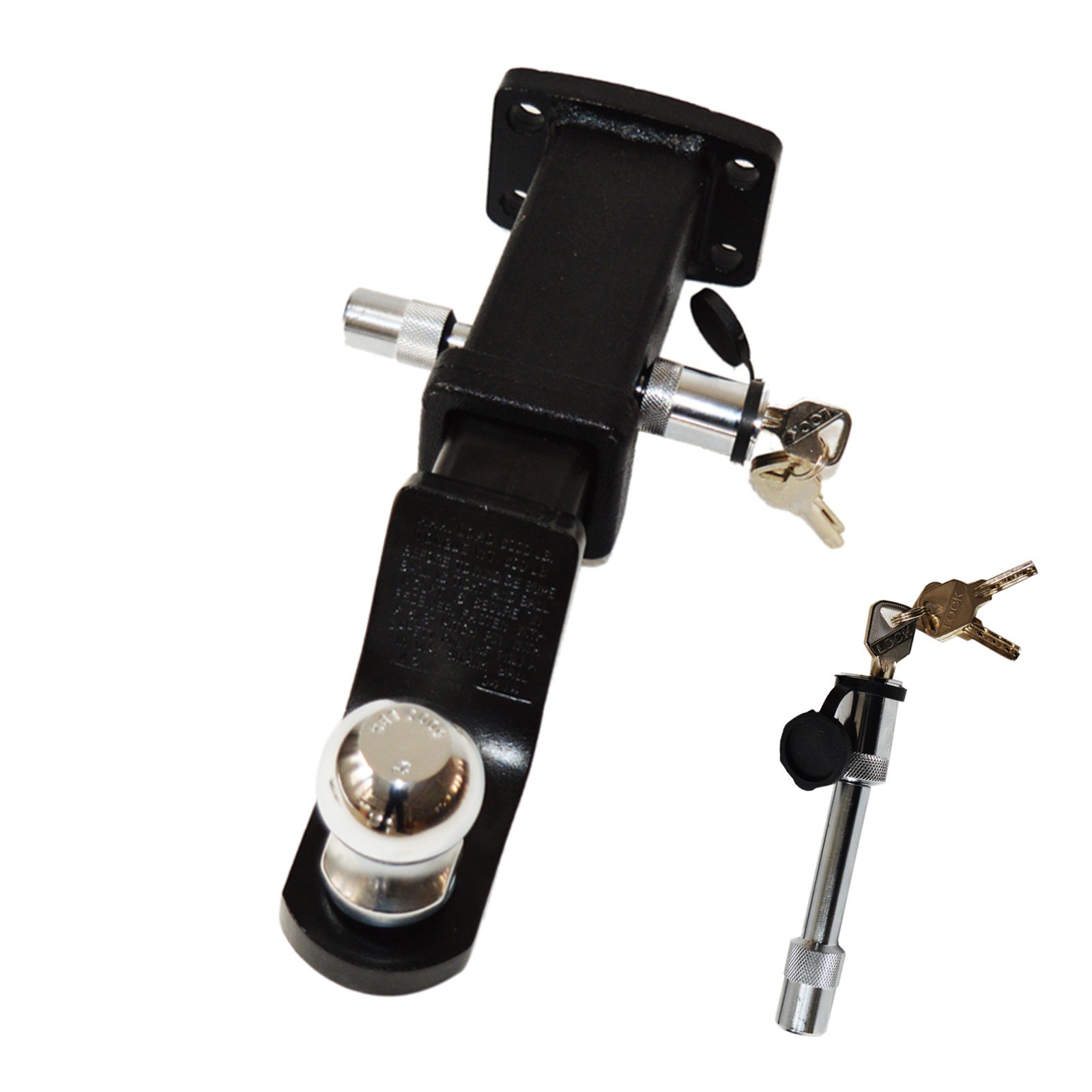 Car Trailer Receiver Hitch Ball Tow Hook Trailer Lock Arm 4″ Long Gage Length