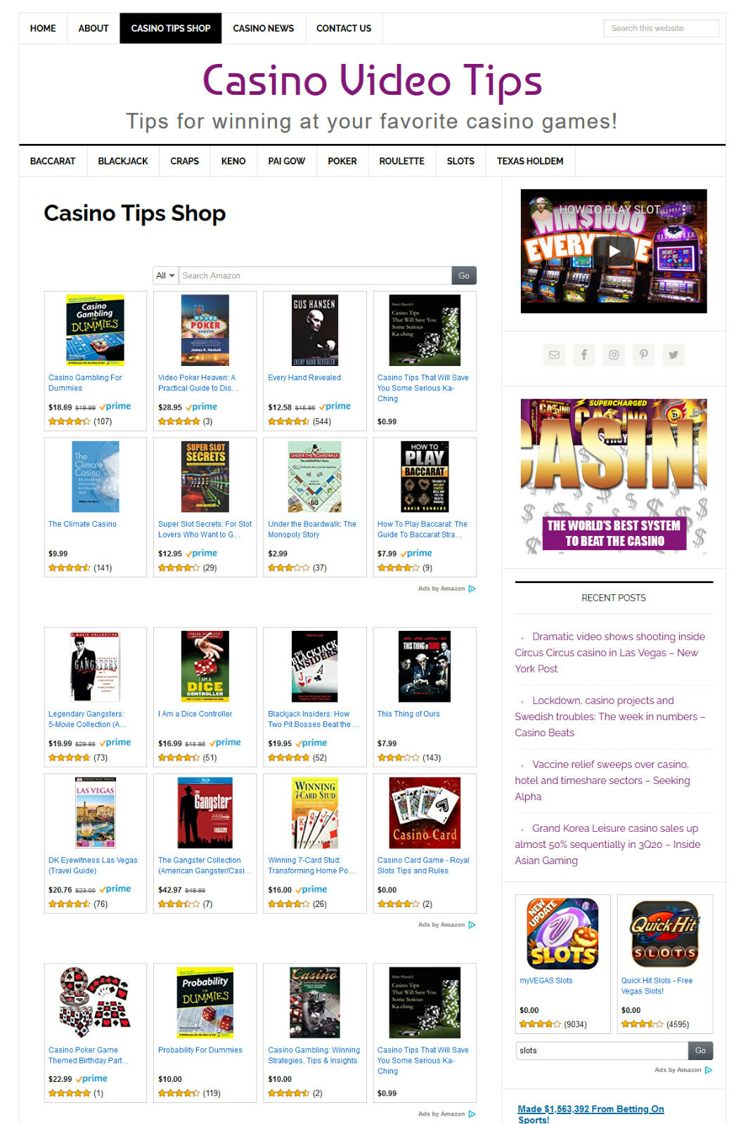 * CASINO VIDEO TIPS * blog website business for sale w/ AUTO UPDATING CONTENT!