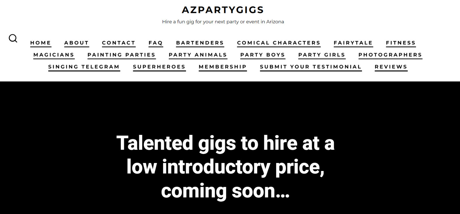 AZpartygigs.com Domain and Website Design for Sale! Party Entertainment Busines