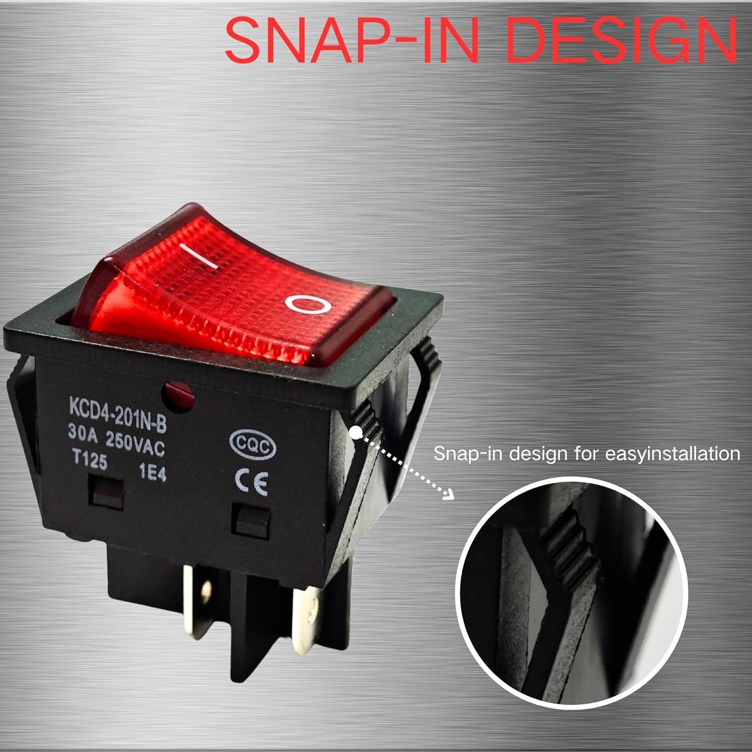 «2 Pack 30A 250V Rocker Switch, Red LED, DPST 4 Pin, Heavy Duty, 120V Toggle «