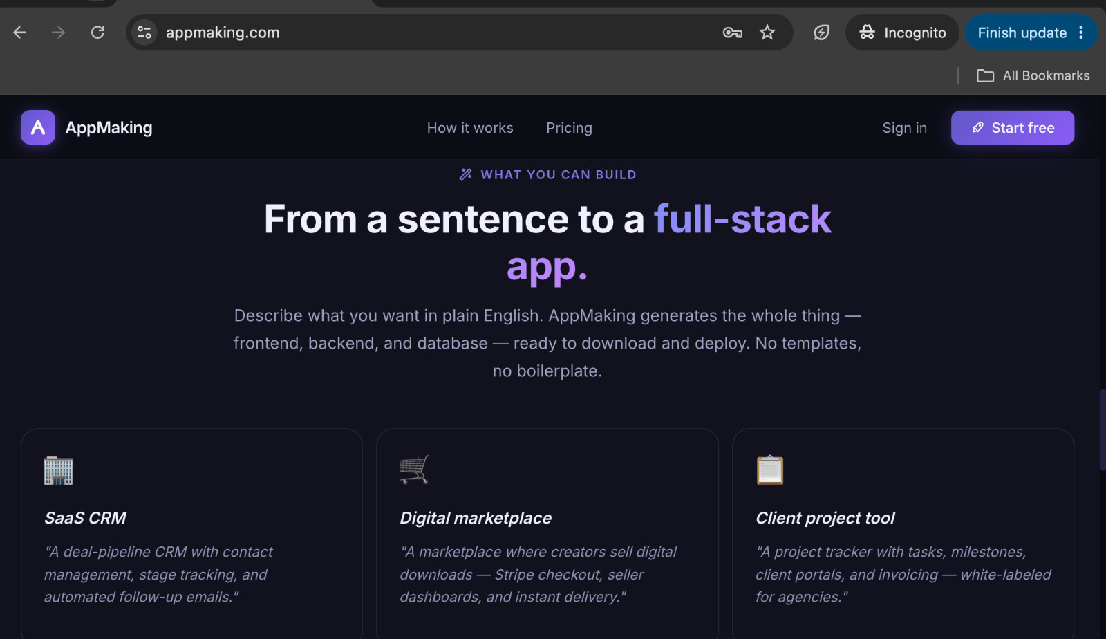 AppMaking.com AI Software Platform | Full Stack SaaS + Code + Domain Included