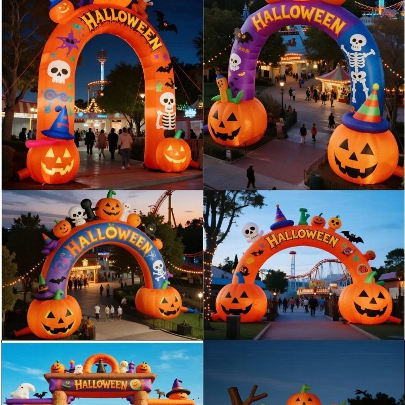 Custom Halloween Inflatable Eyeball Pumpkin and Arch