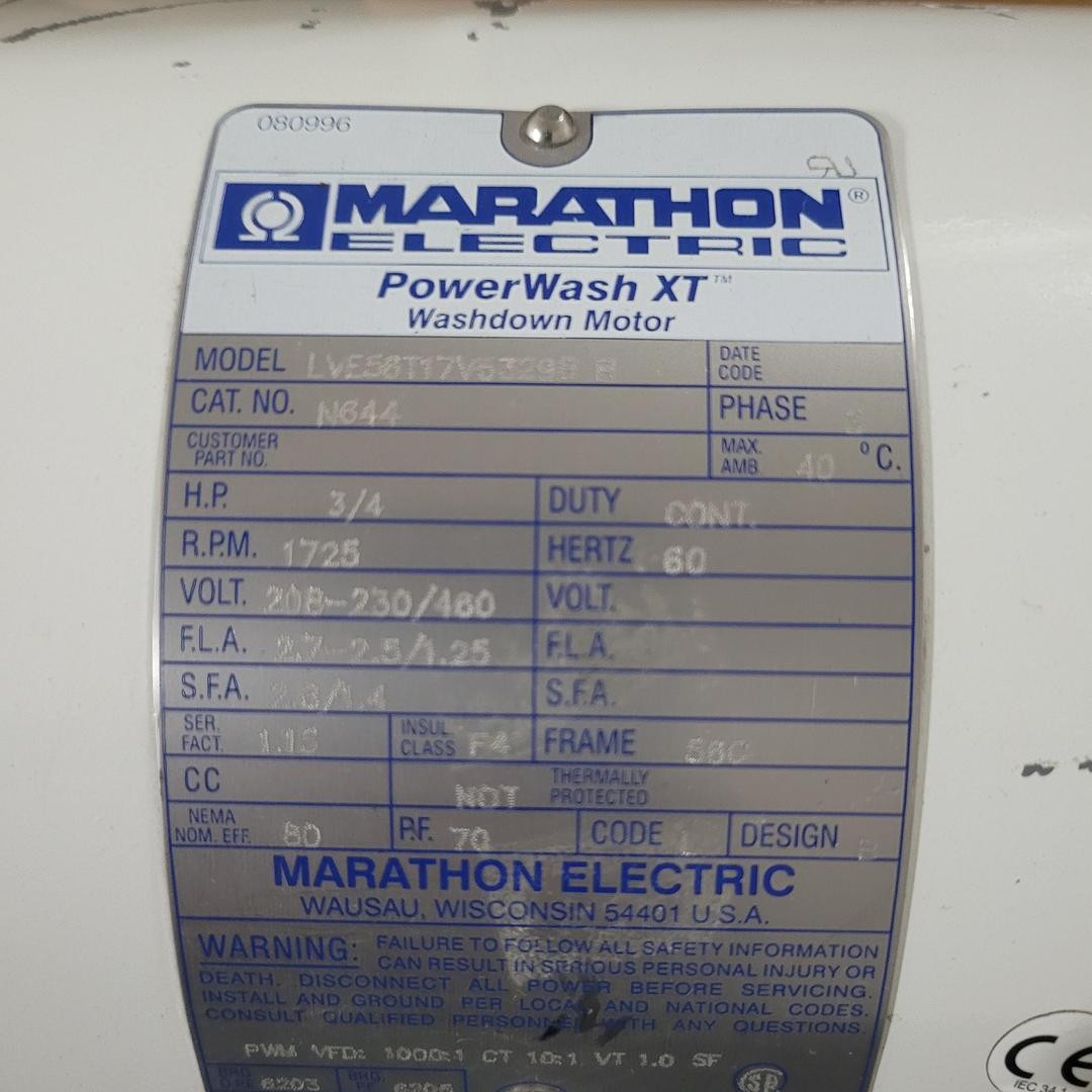 Marathon LVE56T17V5329B B CAT #: N644 – 3/4 HP / 1725 RPM / FRAME: 56C