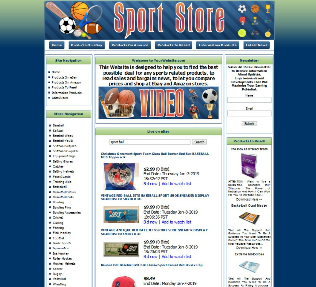 SPORT STORE WEBSITE FOR SALE. Amazon Store, Google Adsense