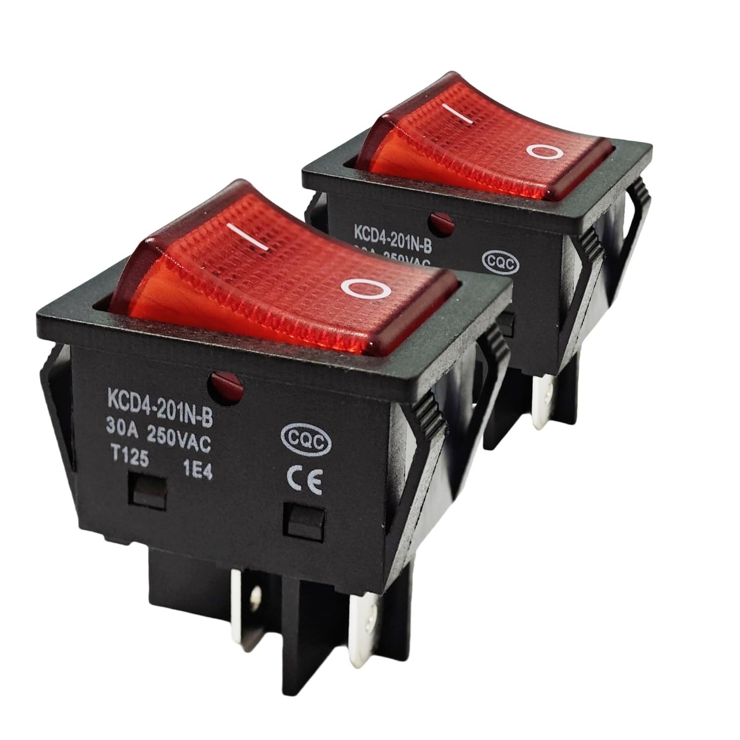 «2 Pack 30A 250V Rocker Switch, Red LED, DPST 4 Pin, Heavy Duty, 120V Toggle «