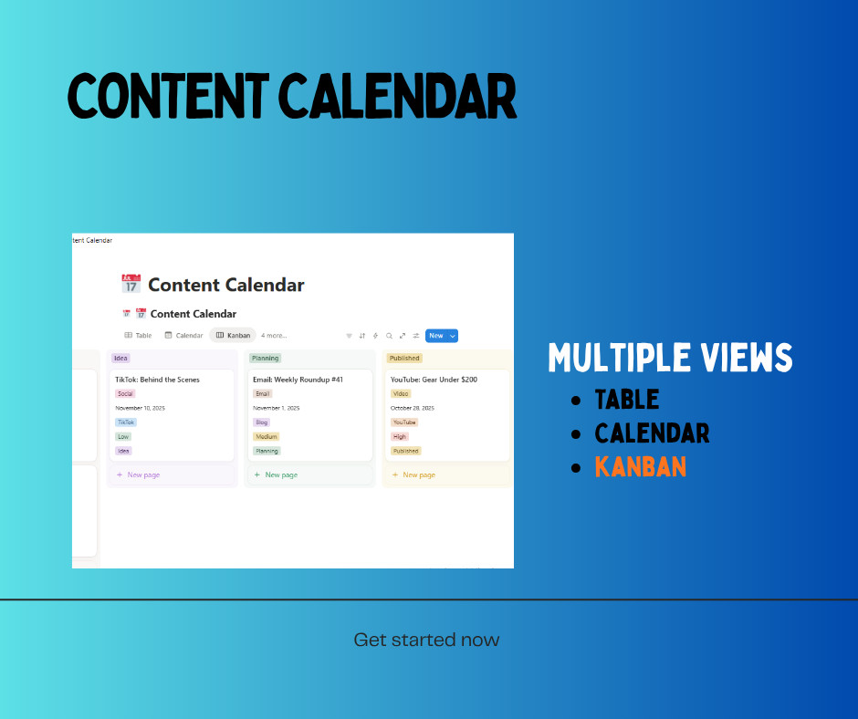 Content Creator Hub Notion Template – All-in-One Dashboard – Digital Download