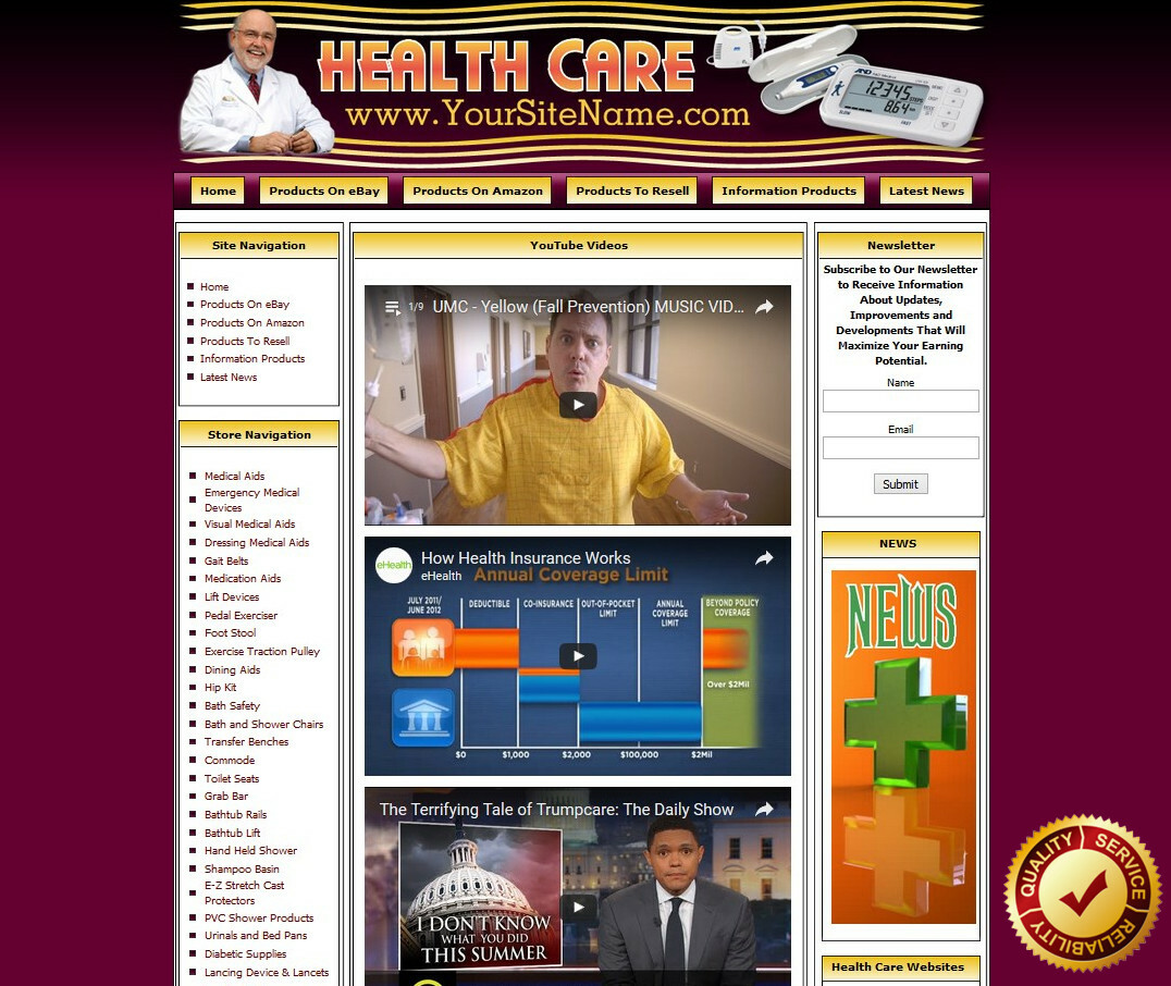 HEALTH CARE STORE – Turnkey Affiliate Website + Dropship + FREE Domain Name