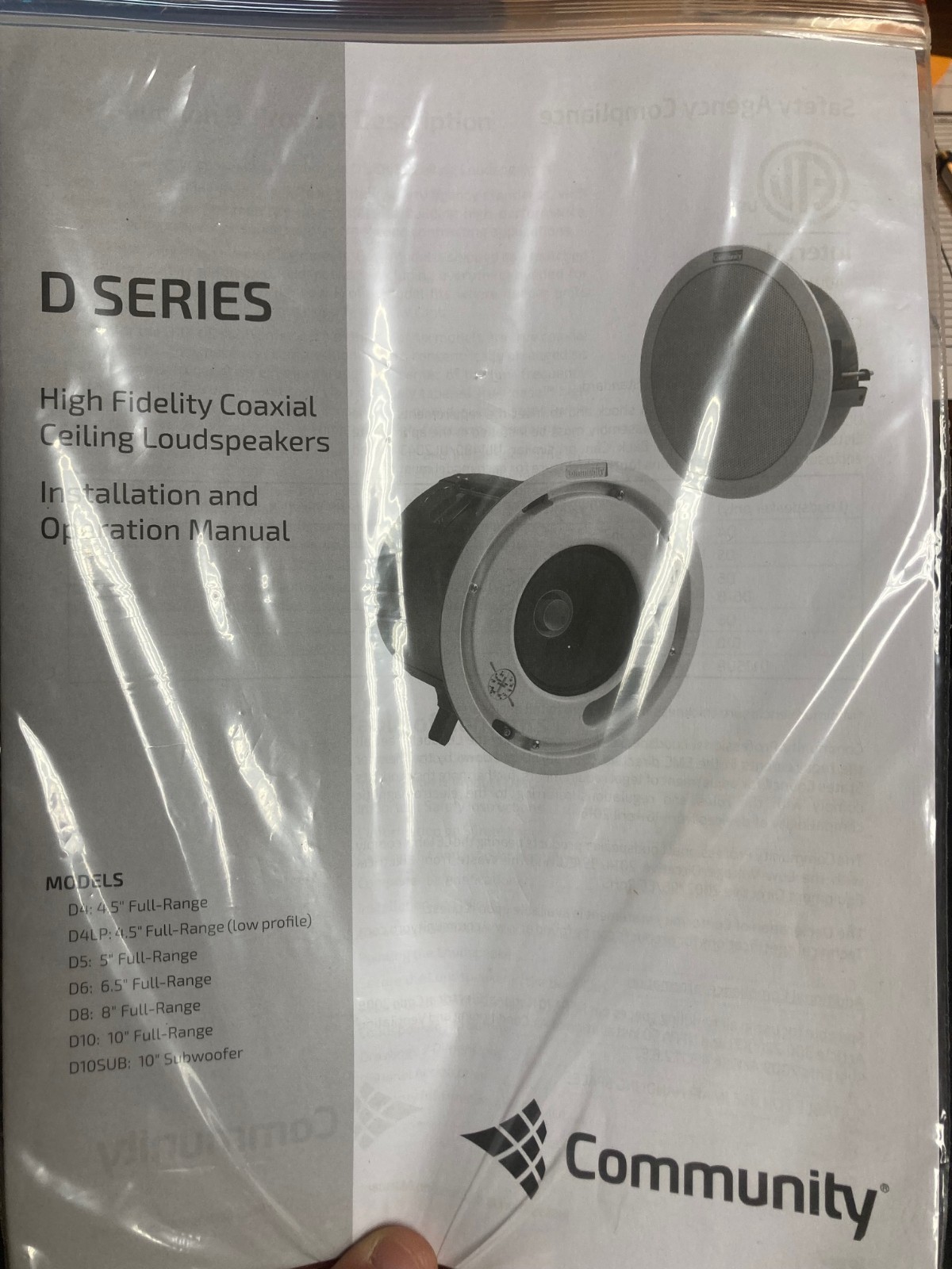Community D8 8-Inch Ceiling Speaker – MANUAL INCLUDED! ORIGINAL BOX!